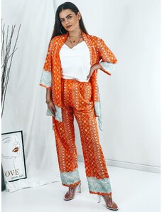 Webmoda Dámsky oranžový komplet kimono + nohavice