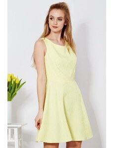 MladaModa Áčkové šaty Chastity s rastlinným vzorom model 55377 svetložlté