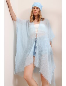 Trend Alaçatı Stili Kimono a kaftan - Modrá - Nadmerné