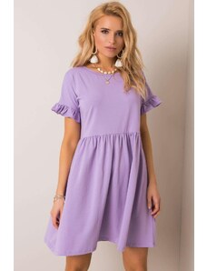 MladaModa Voľné šaty Marietta s nariasením a volánmi farba lila