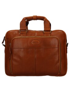 Ashwood Leather Pánská kožená taška na notebook Ashwood Bens - koňak