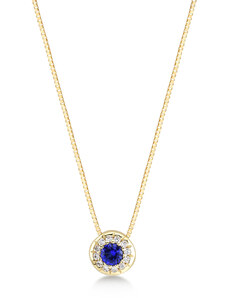 Lillian Vassago Zlatý náhrdelník so syntetickým zafírom LLV22-GN002YS