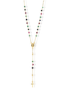 Lillian Vassago Zlatý náhrdelník s rubínmi, smaragdmi a zafírmi LLV22-GN016RZ
