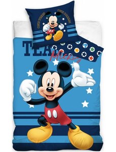 Carbotex Bavlnené posteľné obliečky Mickey Mouse - motív One team, One dream - 100% bavlna - 70 x 90 cm + 140 x 200 cm