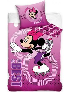 Carbotex Bavlnené posteľné obliečky Disney - motív Minnie Mouse na korčuliach - 100% bavlna - 70 x 90 cm + 140 x 200 cm