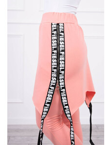 MladaModa Nohavice à la overal s ramienkom s nápisom Selfie marhuľové