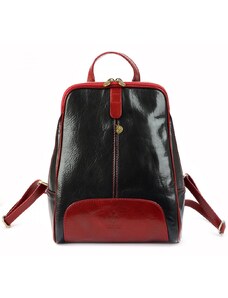 FLORENCE Kožený batoh Karin čierny + červený