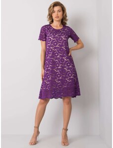 LAKERTA Elegantné fialové čipkované šaty s kratkym rukavom