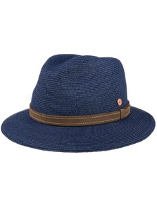 Luxusný nekrčivý modrý klobúk Fedora - ručne šitý, UV faktor 80 - Mayser Mathis