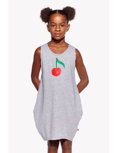 Piskacie Dievčenské šaty s čerešňou, farba sivá, veľkosť 92