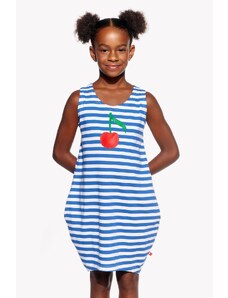 Piskacie Dievčenské šaty s čerešňou, farba pásik modrý, veľkosť 92