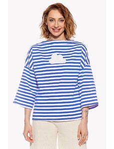 Piskacie Dámske tričko s oblakom, farba pásik modrý, veľkosť xs