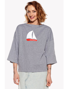 Piskacie Dámske tričko s loďkou, farba sivá, veľkosť xs