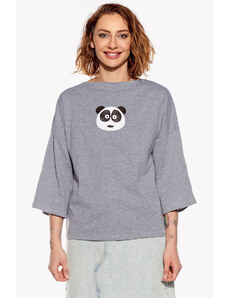 Piskacie Dámske tričko s pandou, farba sivá, veľkosť xs