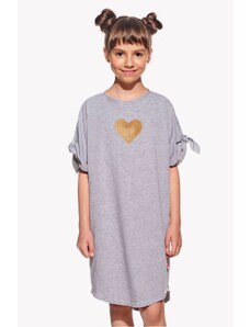 Piskacie Dievčenské šaty so srdiečkom, farba sivá, veľkosť 98