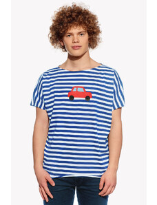 Piskacie Pánske tričko s autom, farba pásik modrý, veľkosť xs