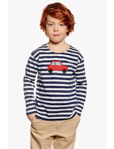 Piskacie Chlapčenské tričko s autom, farba pásik tmavomodrý, veľkosť 116