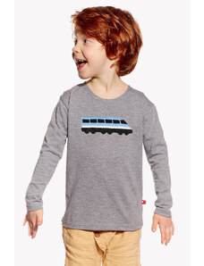 Piskacie Chlapčenské tričko s vlakom, farba sivá, veľkosť 86