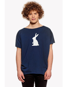Piskacie Pánske tričko so zajacom, farba tmavomodrá, veľkosť xs