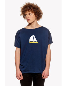 Piskacie Pánske tričko s loďkou, farba tmavomodrá, veľkosť xs