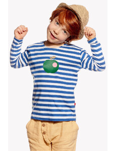 Piskacie Chlapčenské tričko s jablkom, farba pásik modrý, veľkosť 86