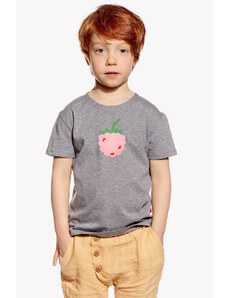 Piskacie Chlapčenské tričko s malinou, farba sivá, veľkosť 86