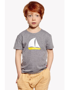 Piskacie Chlapčenské tričko s loďkou, farba sivá, veľkosť 86