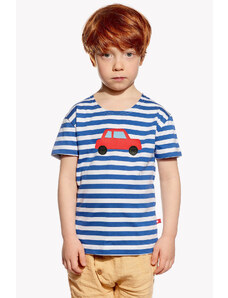 Piskacie Chlapčenské tričko s autom, farba pásik modrý, veľkosť 86