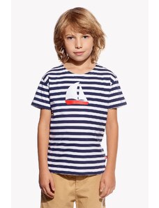 Piskacie Chlapčenské tričko s loďkou, farba pásik tmavomodrý, veľkosť 98