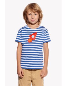 Piskacie Chlapčenské tričko s raketou, farba pásik modrý, veľkosť 110