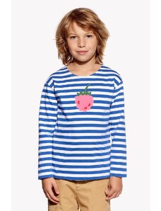 Piskacie Chlapčenské tričko s malinou, farba pásik modrý, veľkosť 98