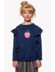 Piskacie Dievčenské tričko s malinou, farba tmavomodrá, veľkosť 152