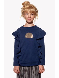 Piskacie Dievčenské tričko s ježkom, farba tmavomodrá, veľkosť 134