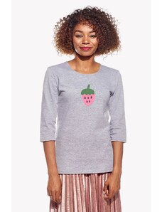 Piskacie Dámske tričko s jahodou, farba sivá, veľkosť xxl