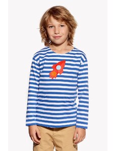 Piskacie Chlapčenské tričko s raketou, farba pásik modrý, veľkosť 122