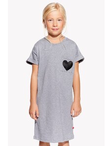 Piskacie Dievčenské šaty so srdiečkom, farba sivá, veľkosť 110