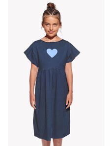 Piskacie Dievčenské šaty so srdiečkom, farba tmavomodrá, veľkosť 152