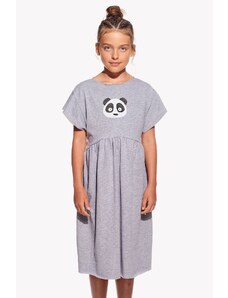 Piskacie Dievčenské šaty s pandou, farba sivá, veľkosť 110