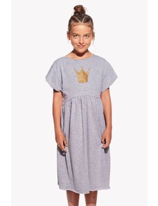 Piskacie Dievčenské šaty s korunkou, farba sivá, veľkosť 110