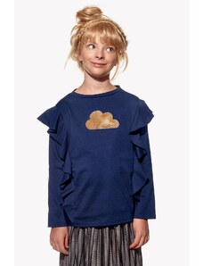 Piskacie Dievčenské tričko s oblakom, farba tmavomodrá, veľkosť 110