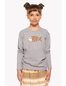 Piskacie Dievčenské tričko s rybkou, farba sivá, veľkosť 110