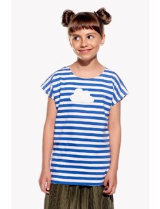 Piskacie Dievčenské tričko s oblakom, farba pásik modrý, veľkosť 128