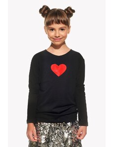 Piskacie Dievčenské tričko so srdiečkom, farba čierna, veľkosť 104
