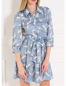 Glamorous by Glam Dámske košeľové šaty s potlačou - svetlo modré