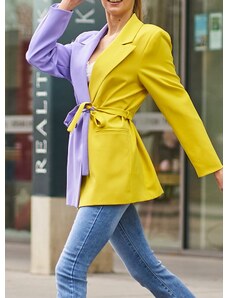 Glamorous by Glam Dámske sako s viazaním fialové - žlté