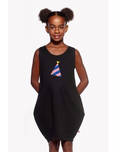 Piskacie Dievčenské šaty s párty čiapkou, farba čierna, veľkosť 92