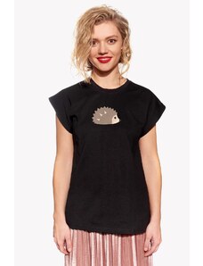 Piskacie Dámske tričko s ježkom, farba čierna, veľkosť xxs