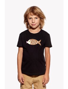 Piskacie Chlapčenské tričko s rybkou, farba čierna, veľkosť 92