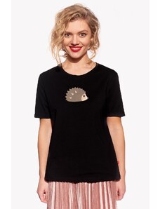 Piskacie Dámske tričko s ježkom, farba čierna, veľkosť xs
