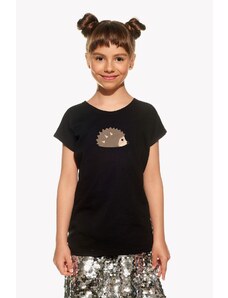 Piskacie Dievčenské tričko s ježkom, farba čierna, veľkosť 116